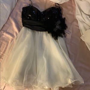 Black and cream sequin dress